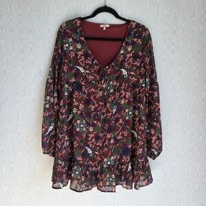 Jodifl Womens S Babydoll Top Paisley Balloon Sleeve Ruffle Boho Whimsygoth